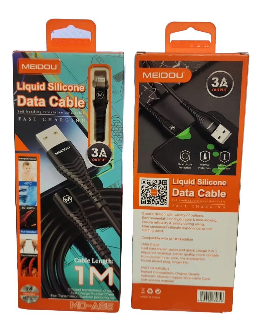 Câble de charge USB vers Lightning, 1 mètre, 3A, Modèle MD-A65