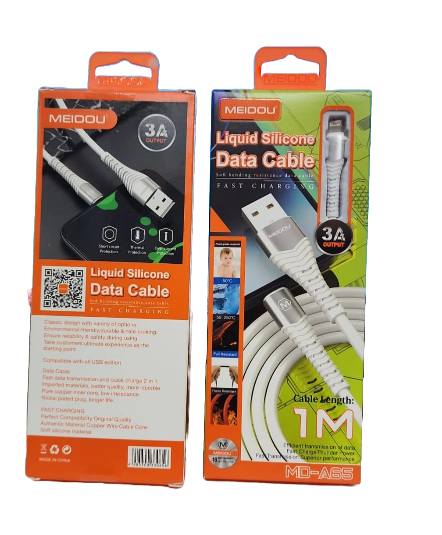 Câble de charge USB vers Lightning, 1 mètre, 3A, Modèle MD-A65