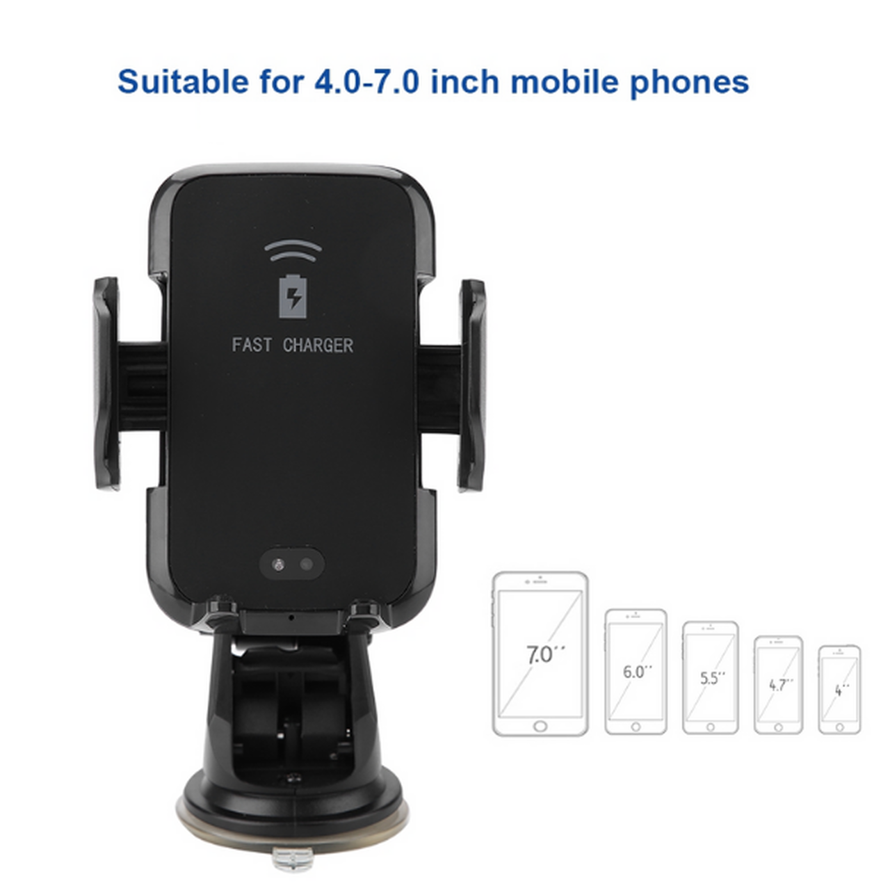 2 en 1 Support et chargeur sans fil 10W de téléphone de voiture rotation à 360°, compatible avec iPhone Samsung