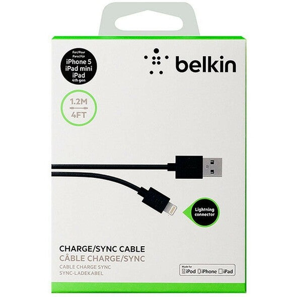 Belkin Lightning charging and data sync cable For iPhone- 4 feet(1.2M) Black Color