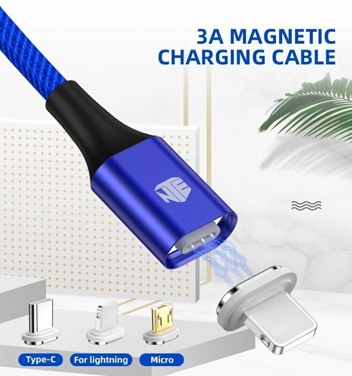High Quality magnetic charging cable Silver Color