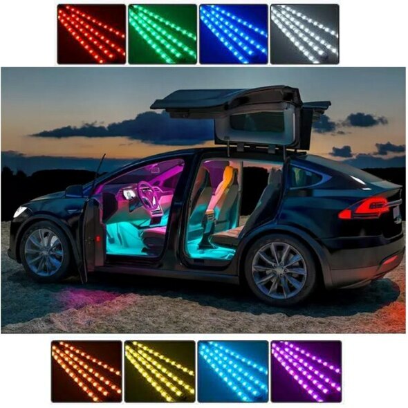 Bande lumineuse RGB LED avec télécommande, synchronisation de musique Pour voiture