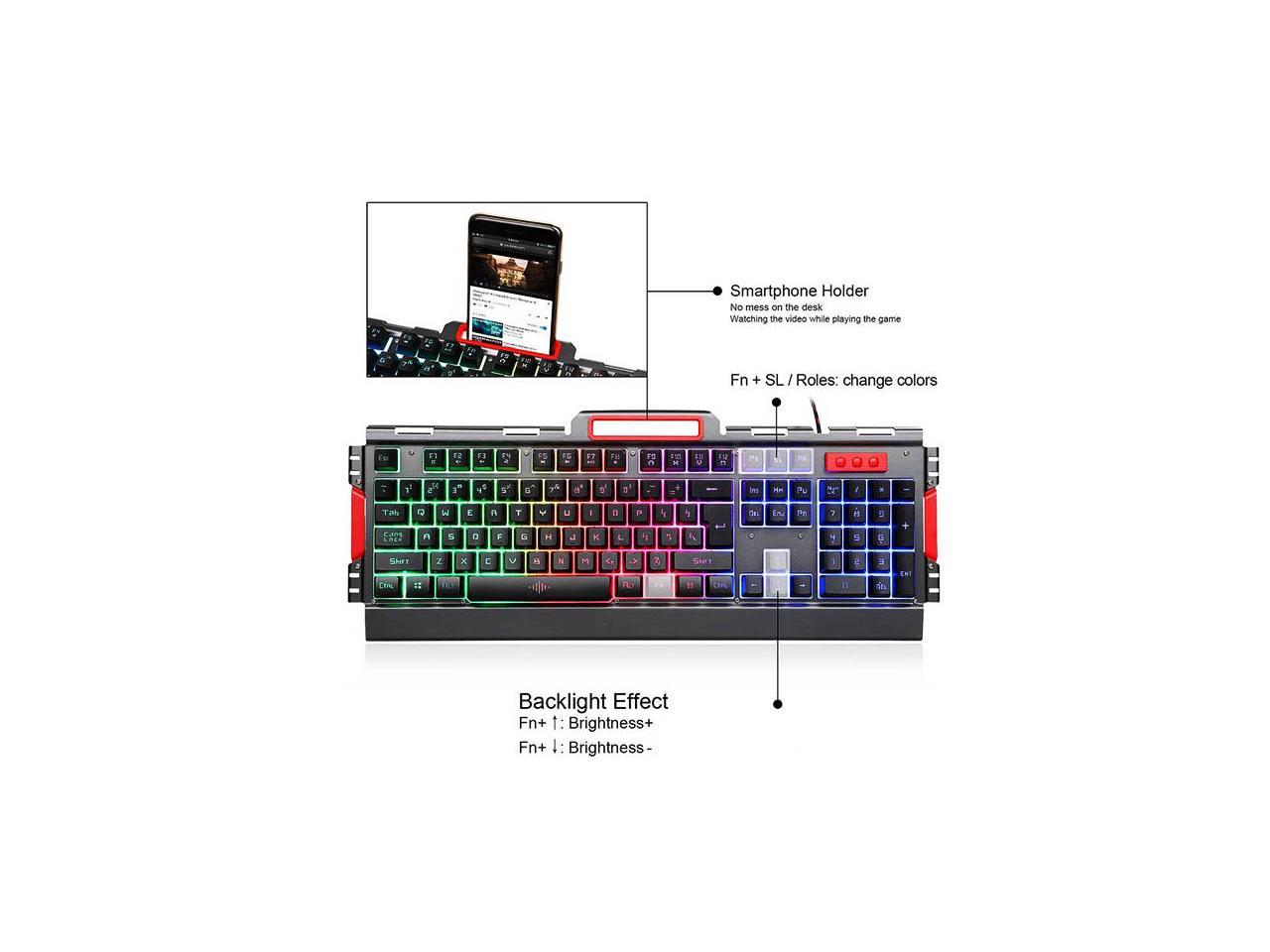 Wired LED Metal Keyboard and Mouse Set K33