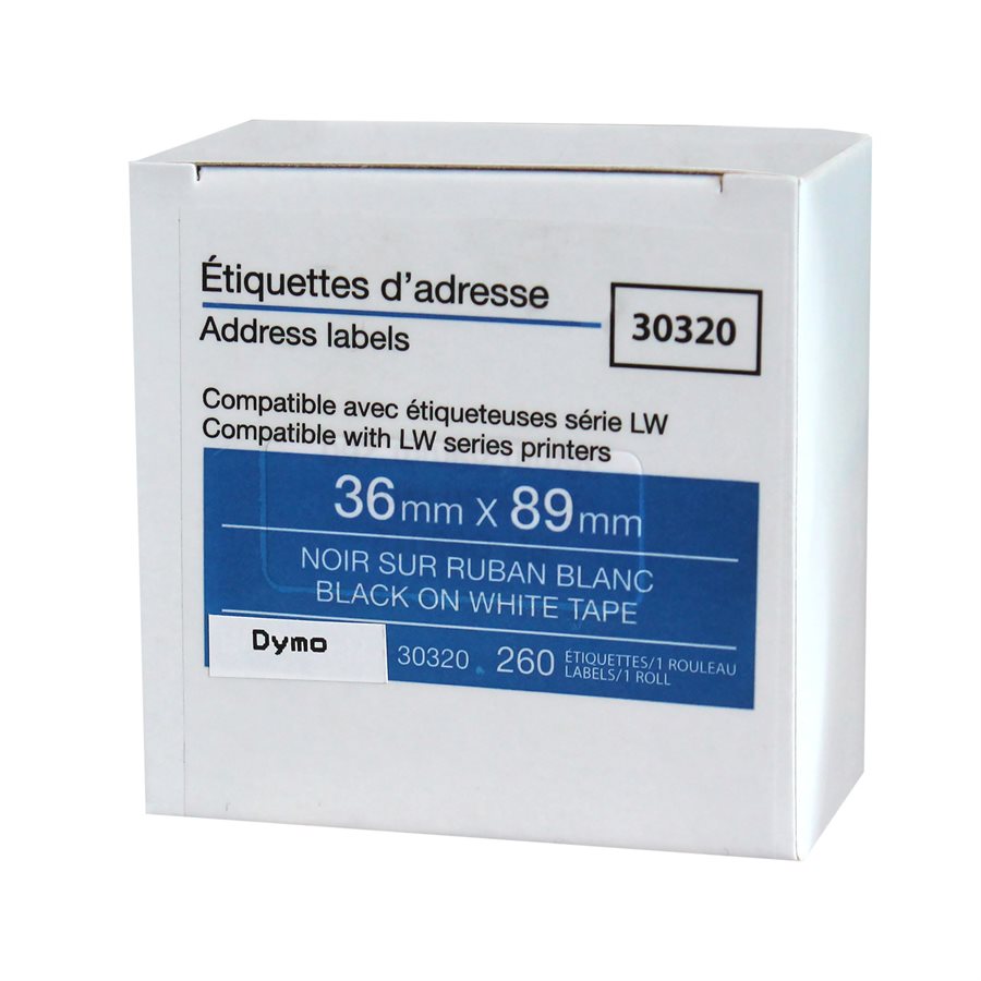Dymo 30320 Étiquettes d'adresses 1 1 / 8' x 3 1 / 2'' - 260 Étiquettes Compatible