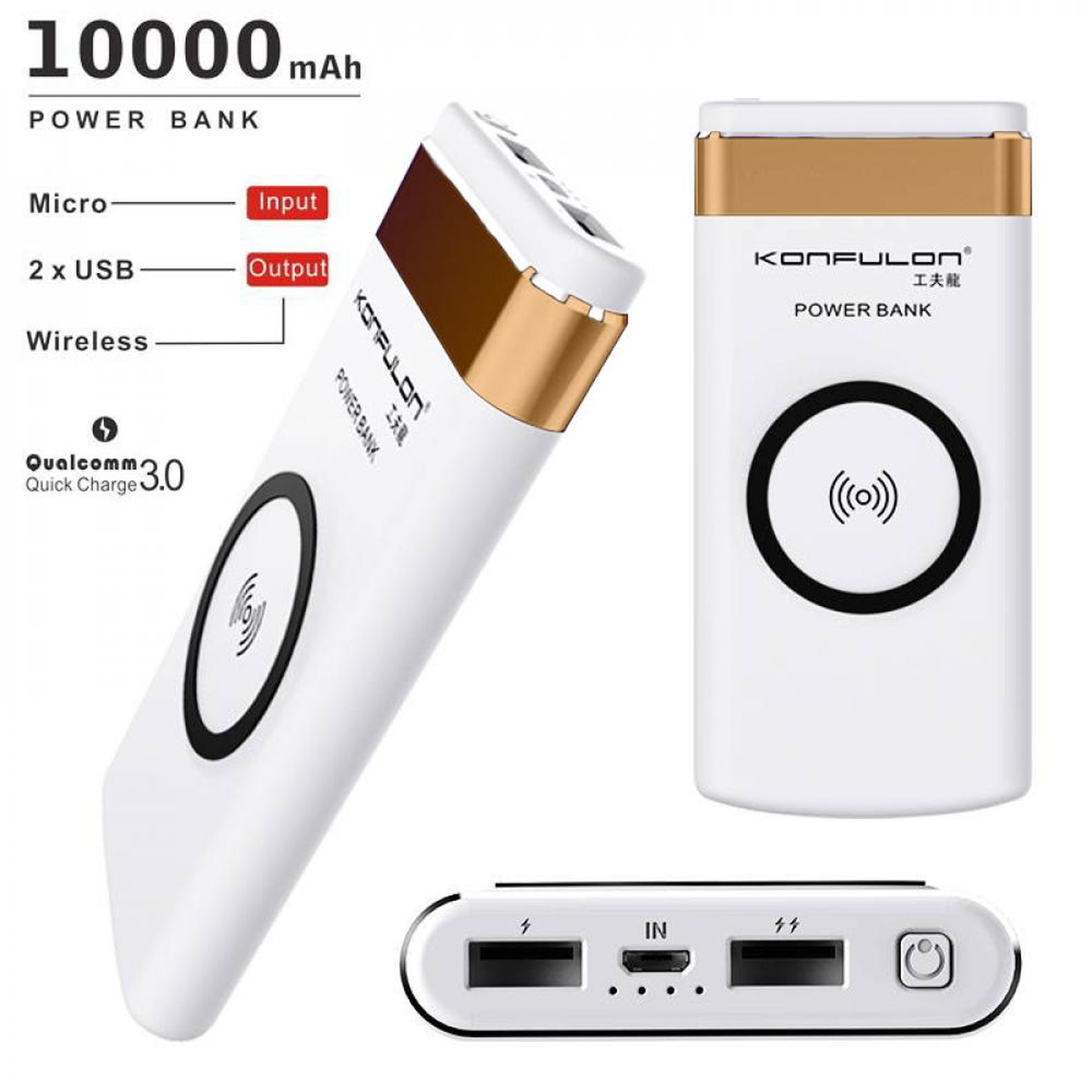 Chargeur Portable Power Banc sans fils 1000 mAh- 2 Sortie USB
