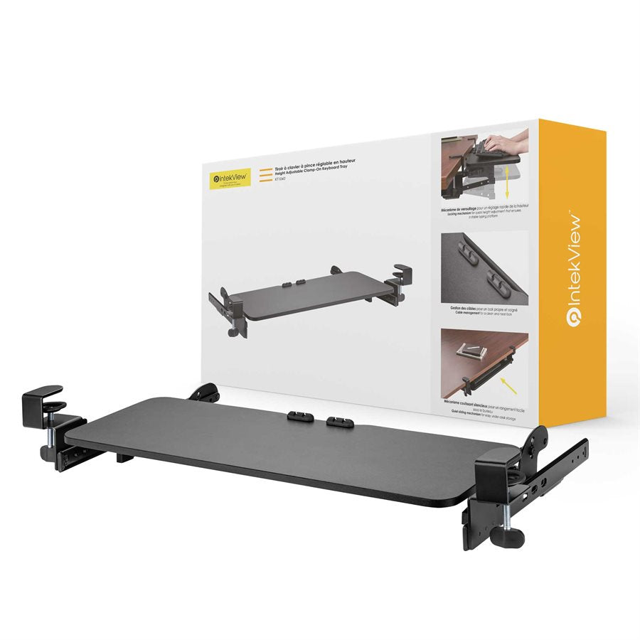 Support Clavier Sous Bureau VIVO MOUNT-KB05HB Plateau De Clavier à Hauteur Réglable Sous Le Bureau, Système De Montage à Pince En C, 27 (33 Pinces Comprises) X 27,9 Cm X 27,9 Cm