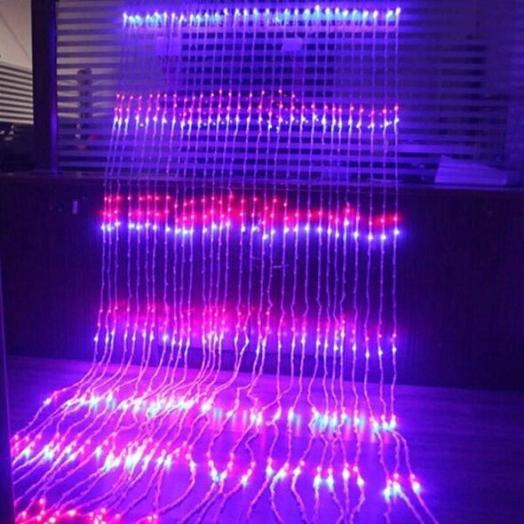 2x3 Mètres Rideaux lumineux à Lumière LED, Multi-Couleur avec effet cascade/neige Imperméable