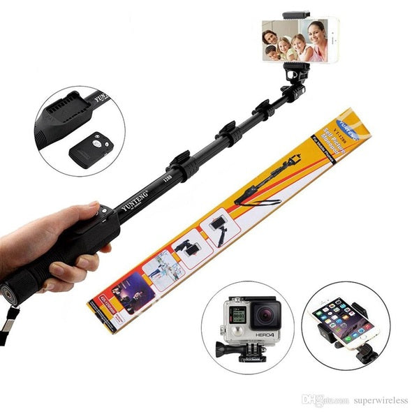 BlueTooth Selfie Stick for cellphones, GoPro and SLR cameras, 4 way extension upto 125CM, with detachable remote
