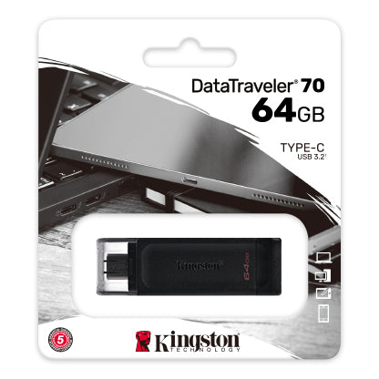 Clé USB 64 GB, Type-C 3.2 kingston DataTraveler 70 Vitesse 70 MB/s