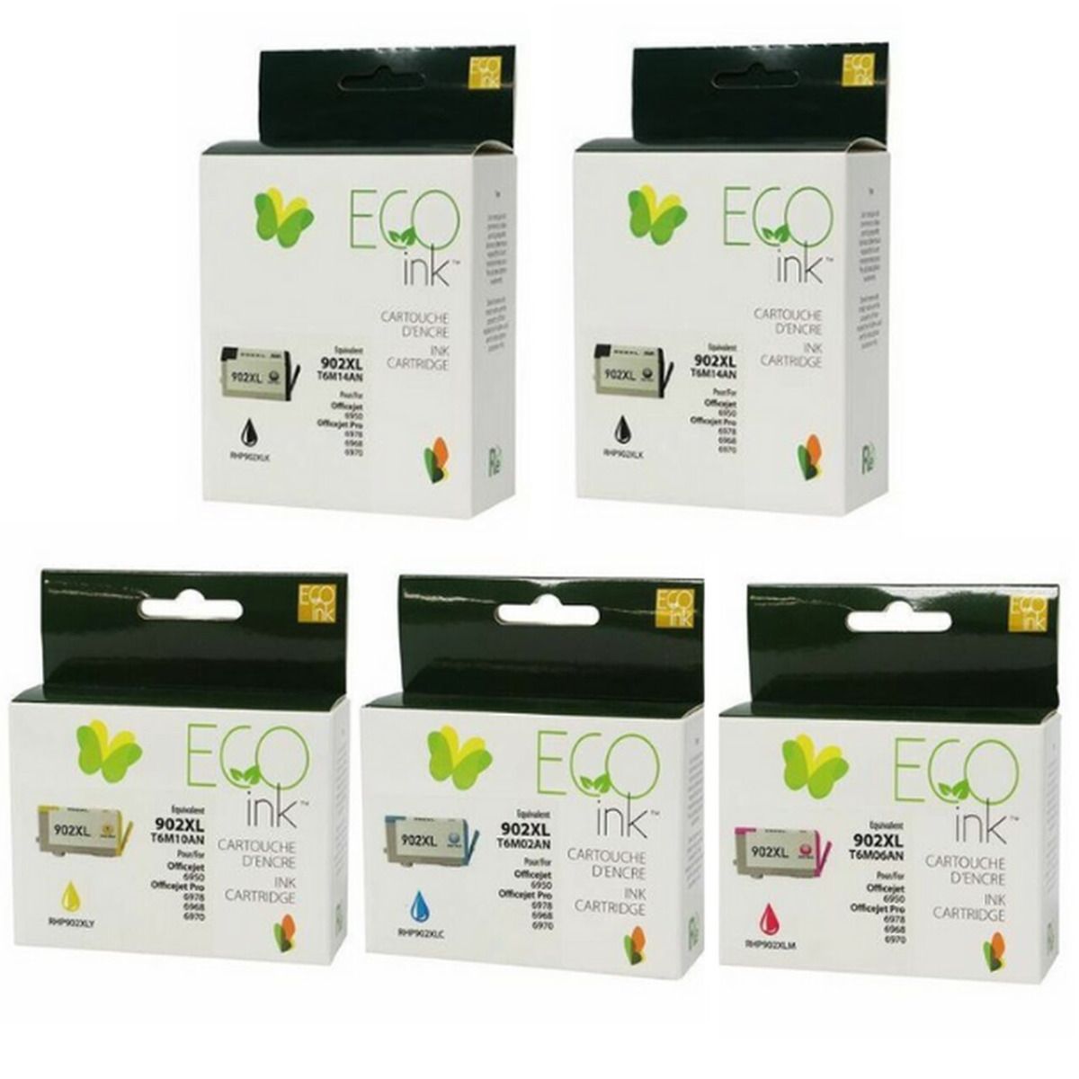 HP 902XL  Combo of 5 Remanufactured Ink Cartridge 2BK/C/M/Y 